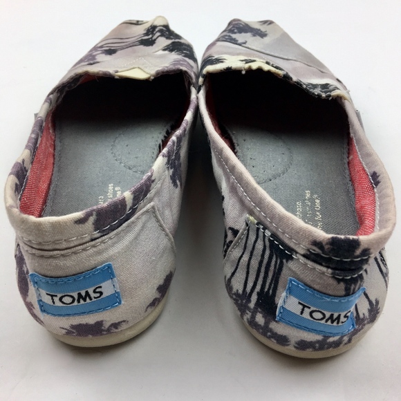 TOMS Palm Tree Gray Black Slip On Shoes Size 7 - Picture 8 of 8